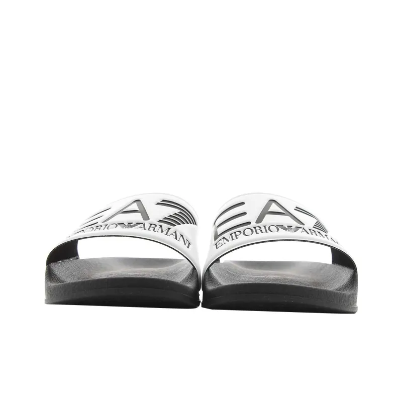 EMPORIO ARMANI Rubber Sole Slide Slippers Men's Black White-1
