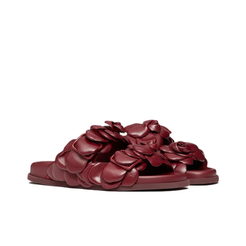 Valentino Atelier Slide Slippers Women's Red-2