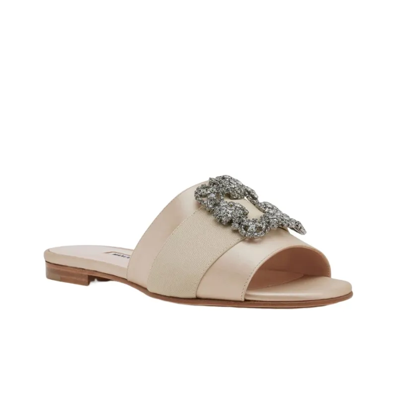 MANOLO BLAHNIK Slide Slippers Women's Beige-2