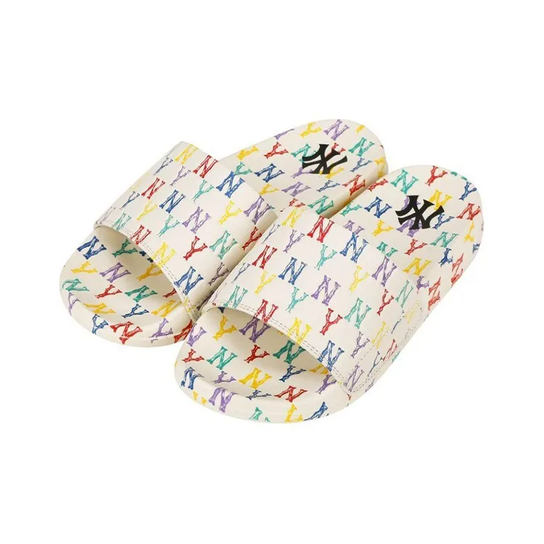 MLB MONOGRAM Reading Collection Abrasion Resistant Slide Slippers Unisex White-1