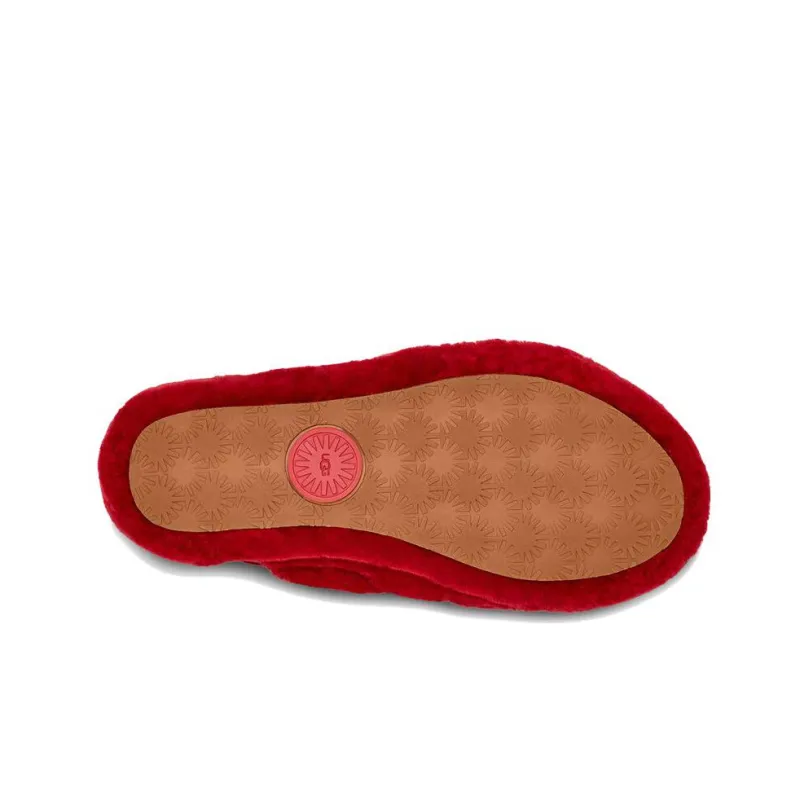 UGG Fluff Yeah Slide Samba Red Women's-4