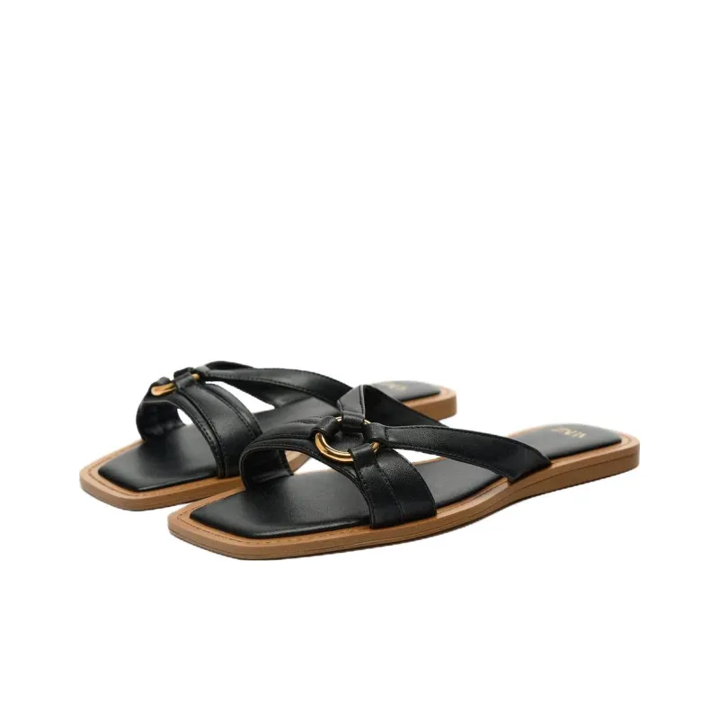 ZARA Rubber Sole Quick Dry Slide Slippers Women's Black-1