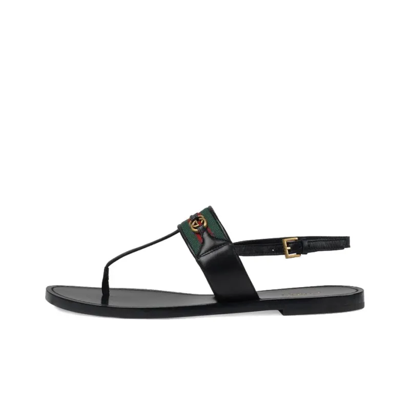 GUCCI Web Stripe T-bar Flat Sandals-0