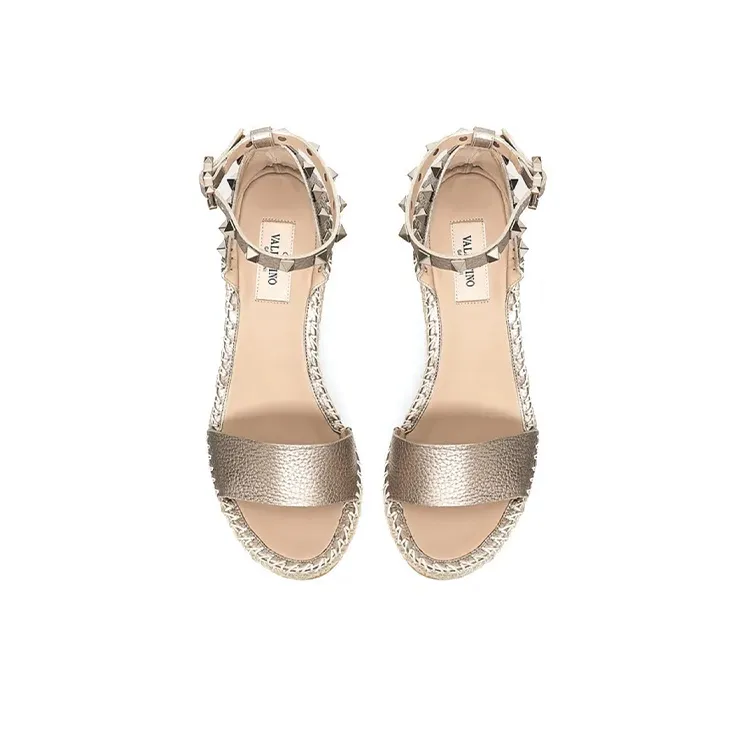 Valentino Rockstud One Strap Sandals Women's Metallic-2