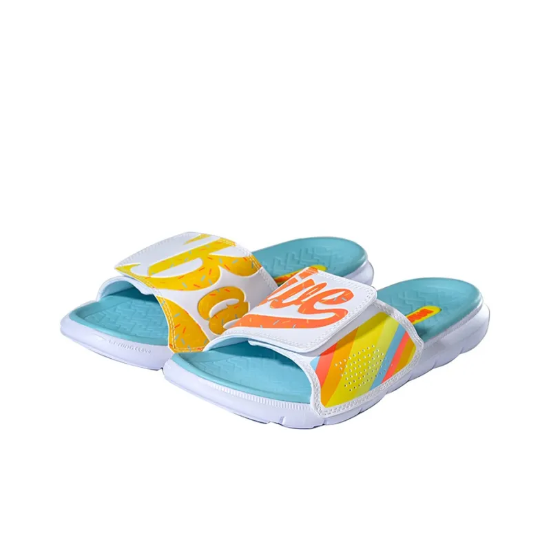 LiNing Badfive Quiet Slide Slippers Men's White Blue Yellow-2