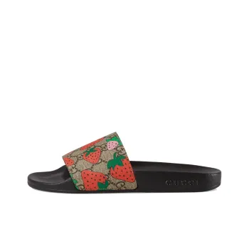 GUCCI GG Supreme Slide Sandals 'Strawberry' Women's
