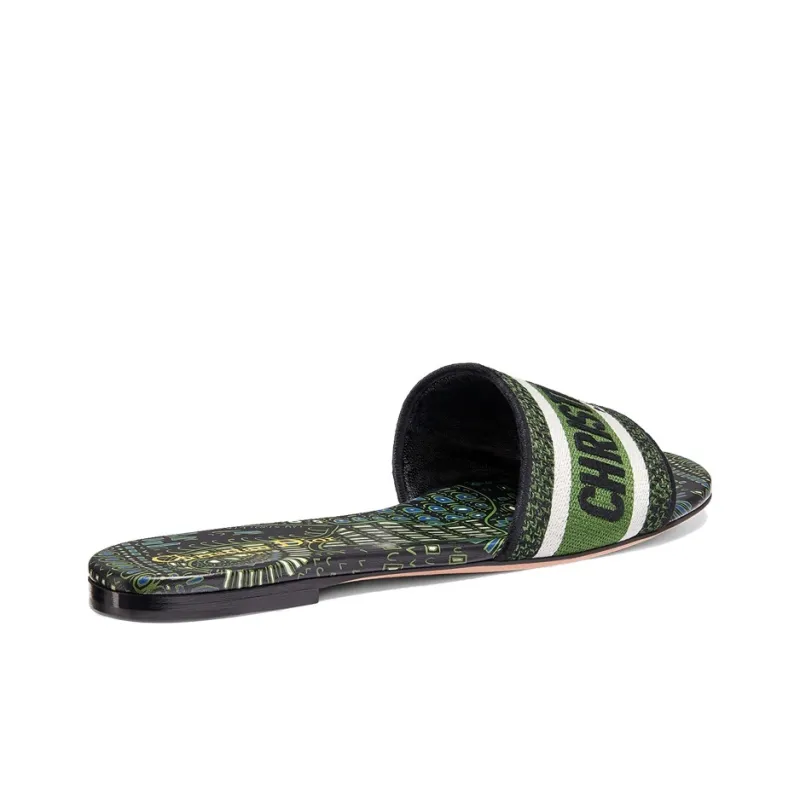 DIOR Dway Abrasion Resistant Slide Slippers Women's Black Green-4