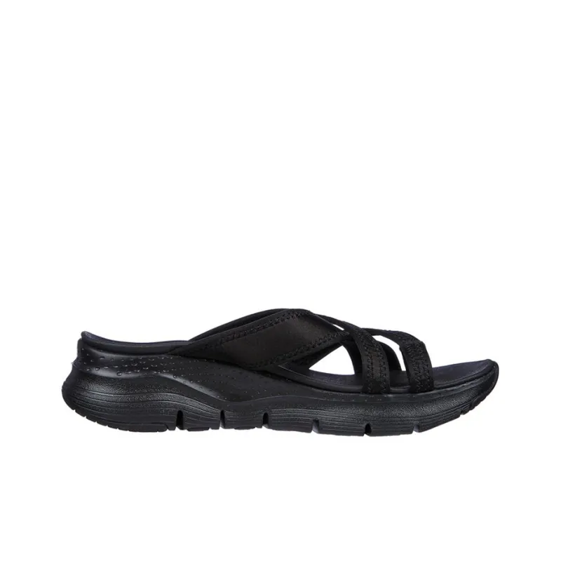 Skechers Arch Fit Rubber Sole Slip-Resistant Slide Slippers Women's Black-1