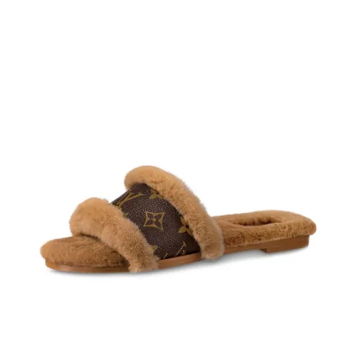 LOUIS VUITTON Lock It Slide Slippers Women's Brown