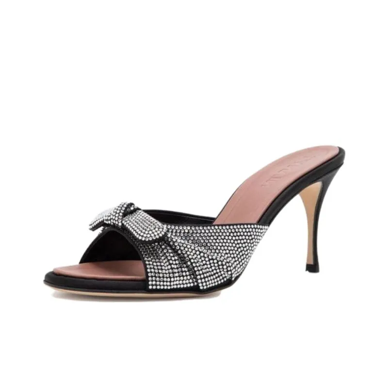 Lanvin Slide Slippers Women's Black Silver-0