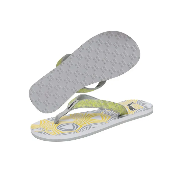 PUMA Rubber Sole Totem Slip-Resistant Slippers Unisex Gray Yellow-3