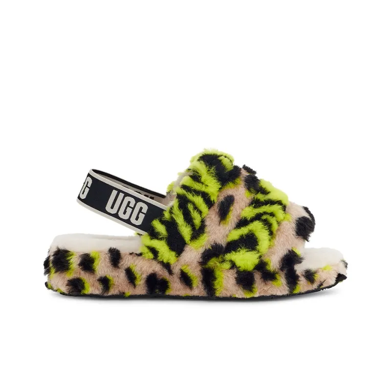UGG FLUFF YEAH Sandals Women's Lime-1