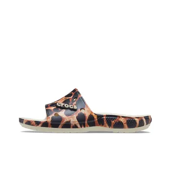 Crocs Slide Slippers Women's White/Leopard Print