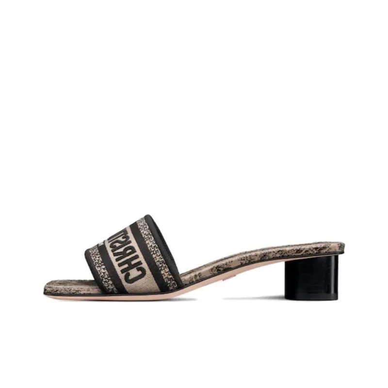 DIOR Slide Slippers Women's Beige Black-0