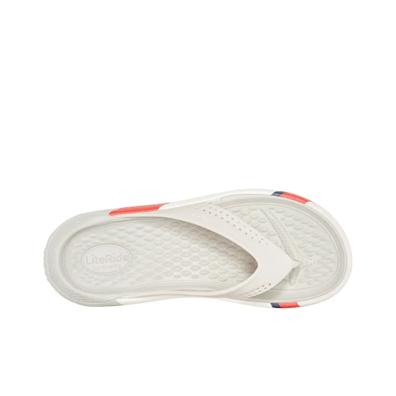 Crocs LiteRide Colorblock Slides 'White Red'-4