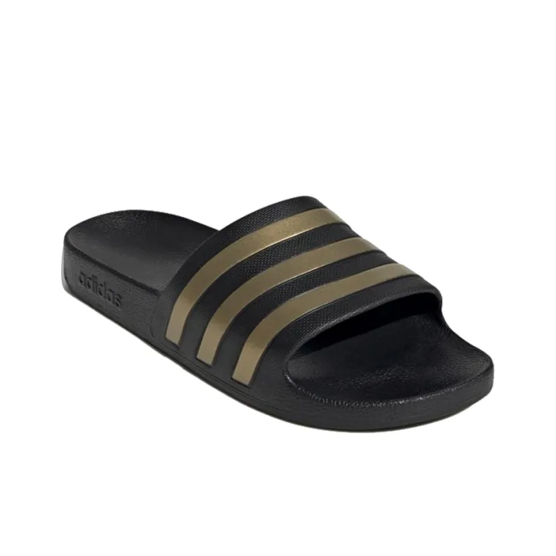 Adidas Adilette Aqua Slides Core Black Gold Metallic-2