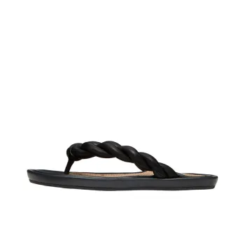 RED VALENTINO Leather Patchwork Flip Flops Women's Black