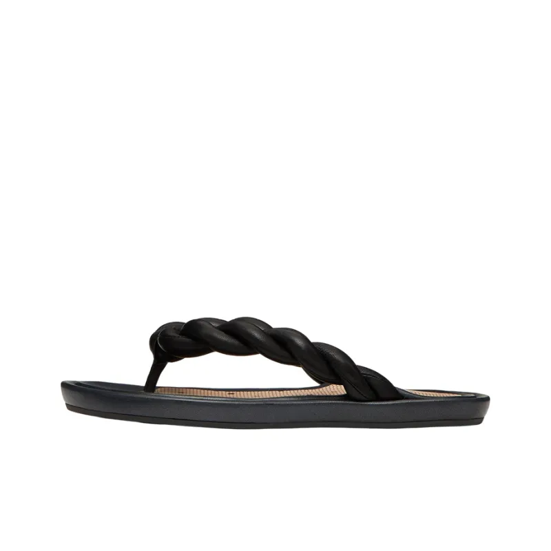 RED VALENTINO Leather Patchwork Flip Flops Women's Black-0
