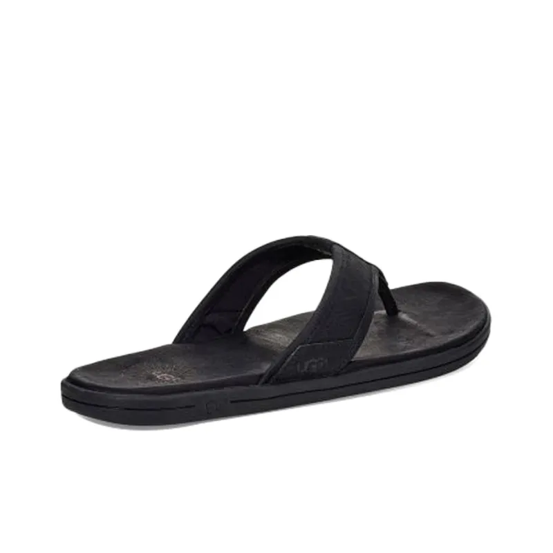 UGG Seaside Flip Leather Cowhide Slipper Black-3