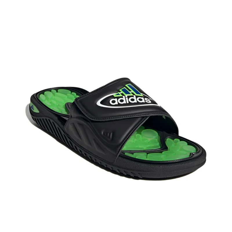 Adidas Reptossage Slides Cozy Wear Resistant Flat Heel Sports Slippers Unisex Black Green-2