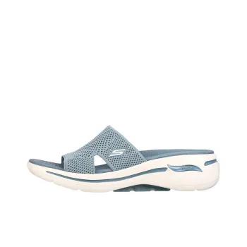 Skechers Go Walk Arch Fit Rubber Sole Slip-Resistant Slide Slippers Women's Light Blue