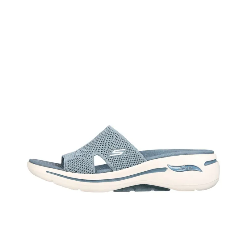 Skechers Go Walk Arch Fit Rubber Sole Slip-Resistant Slide Slippers Women's Light Blue-0