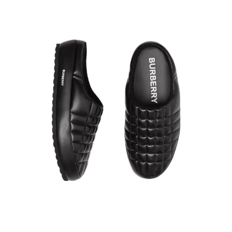 Burberry Leather Quilted Slipper Black - POIZON