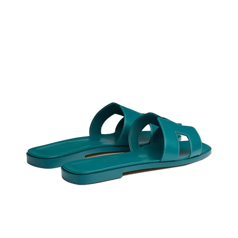 HERMES Oran Slide Slippers Women's Emerald Green-3