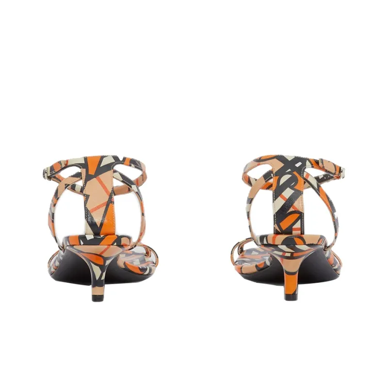Burberry Stylish Sandals Women's Black Orange-5