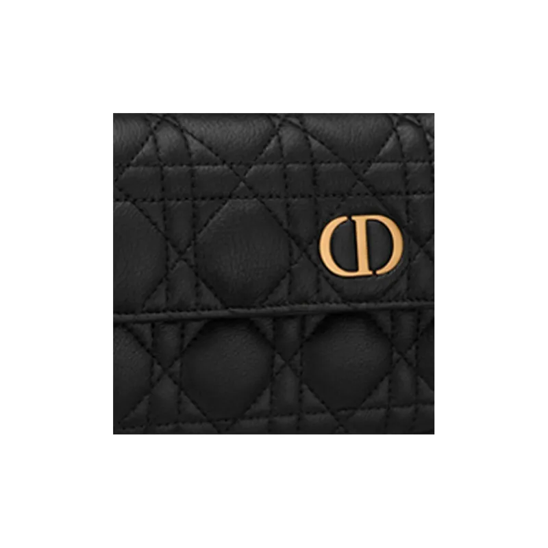 DIOR Calfskin Wallet Women's Black-4