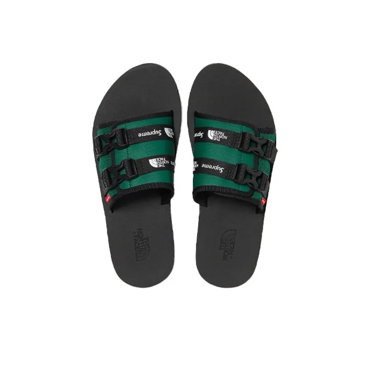 THE NORTH FACE X Supreme Trekking Base Camp Strap Slides 'Black Green'-3