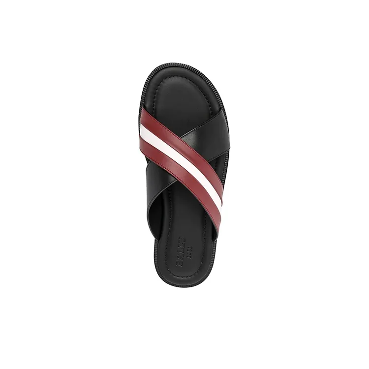 BALLY Slide Slippers Men's Black White Red-3