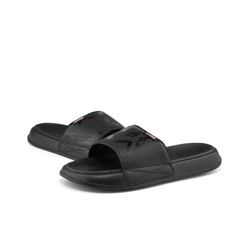 Kappa Kappa Player Series Rubber Sole Abrasion-Resistant Slide Slippers Unisex Black-4