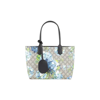 GUCCI GG Blooms Leather Tote Bag Shopping Bag Shoulder Bag Crossbody Bag Handbag Small Size Women's Beige/Blue