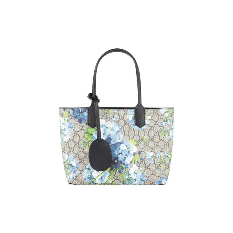 GUCCI GG Blooms Leather Tote Bag Shopping Bag Shoulder Bag Crossbody Bag Handbag Small Size Women's Beige/Blue-0