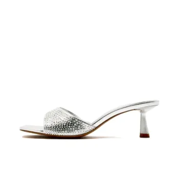 ZARA Rubber Sole Quiet Slide Slippers Women's Silver
