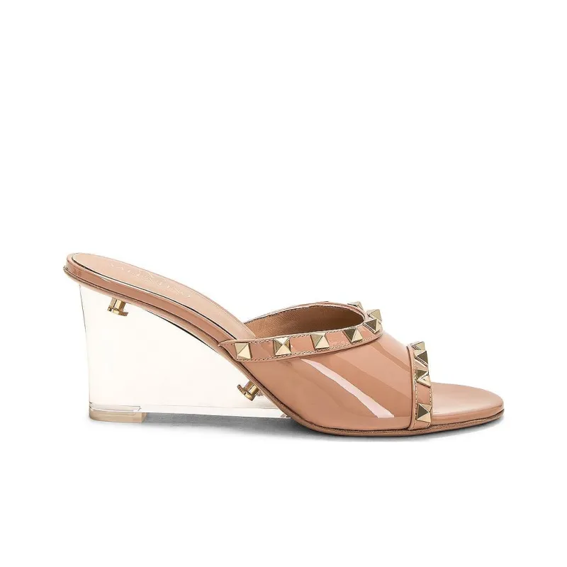 Valentino ROCKSTUD Abrasion Resistant Slide Slippers Women's Pink-1
