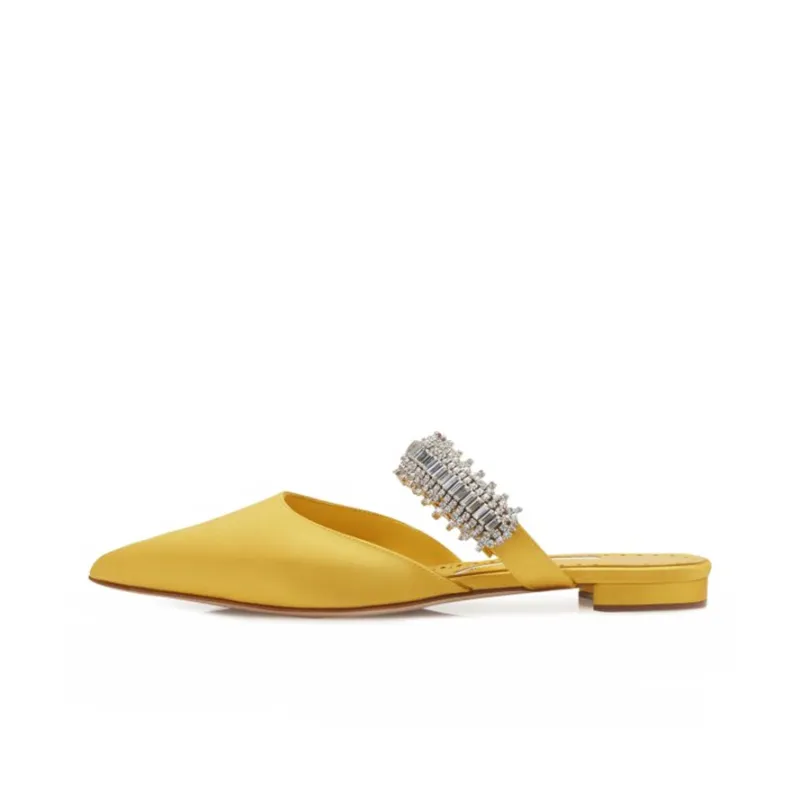 MANOLO BLAHNIK Wrap-toe Slippers Women's Yellow-0