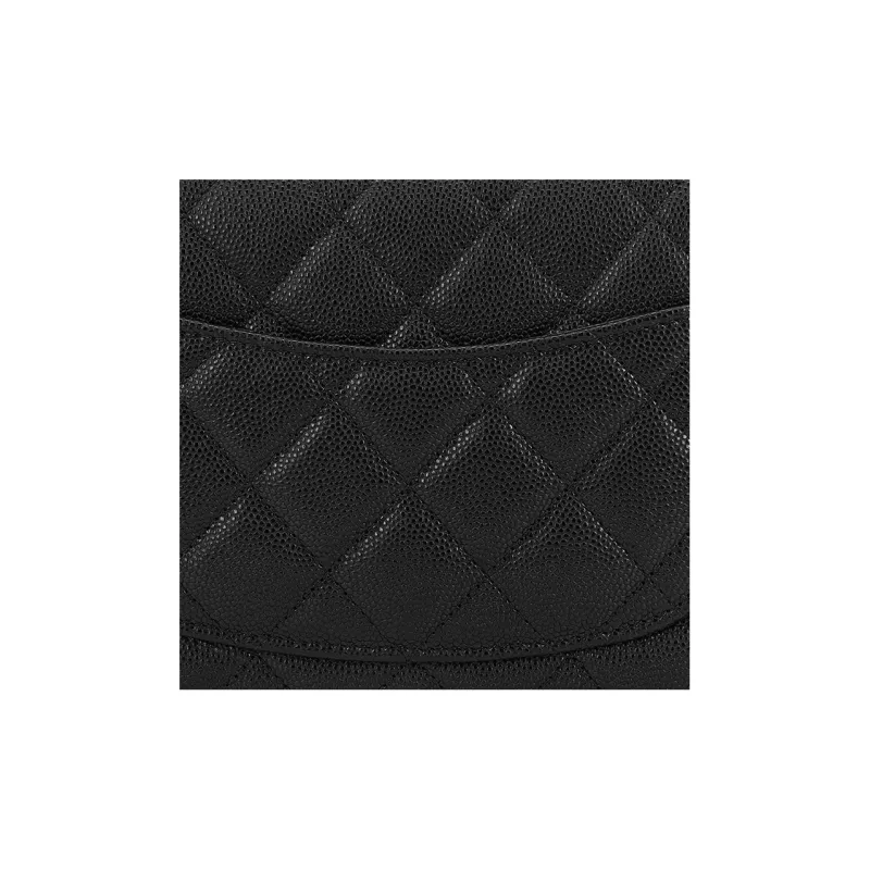 CHANEL Grain Calfskin Rhinestone Shoulder Bag, Crossbody Bag, Wallet Women's Black-4
