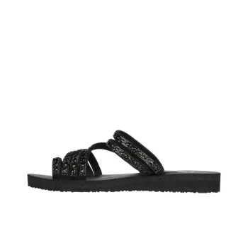 Skechers Meditation Rubber Sole Rhinestone Slide Slippers Women's Black