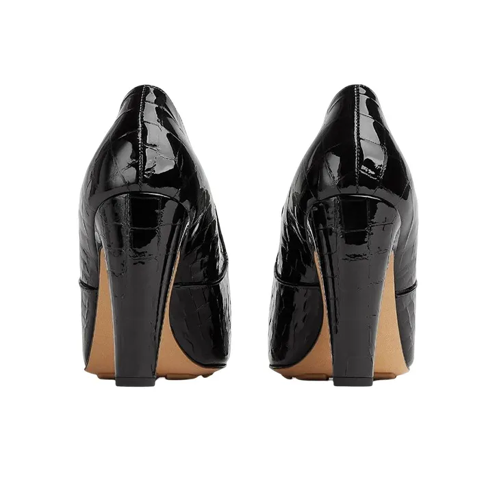 Bottega Veneta Mostra Chunky Heel High Heels 9cm Women's Black-4
