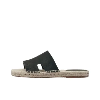 HERMES Antigua Espadrille Vert Olive Suede Goatskin
