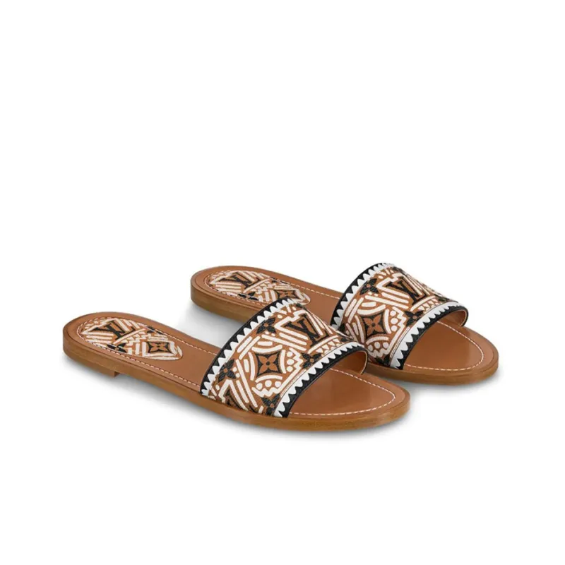 LOUIS VUITTON Crafty Lock It Slides 'Brown Black White' Women's-2