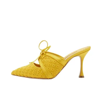 MANOLO BLAHNIK Quiet Closed Toe Slippers Women's Yellow