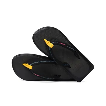 Havaianas Tradi Zori II Rubber Sole Flip Flops Unisex Black Yellow