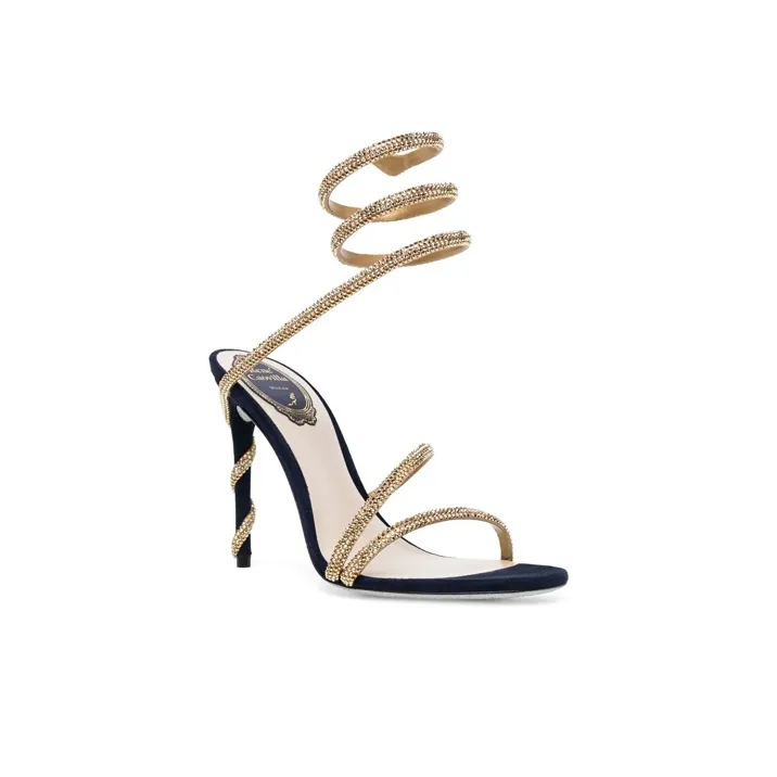 RENE CAOVILLA One Strap Sandals Women's Blue Gold Color-2