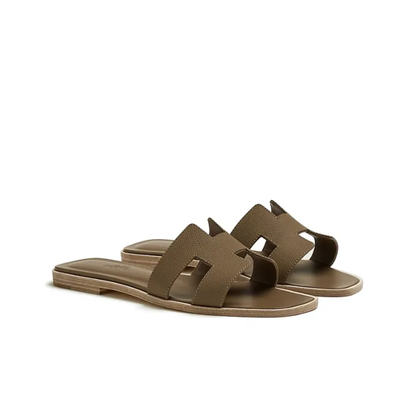 HERMES Oran Sandal Etoupe Epsom Leather-2