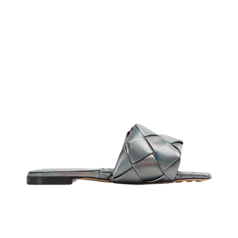 Bottega Veneta Lido Quick Dry Slide Slippers Women's Gray Blue-1