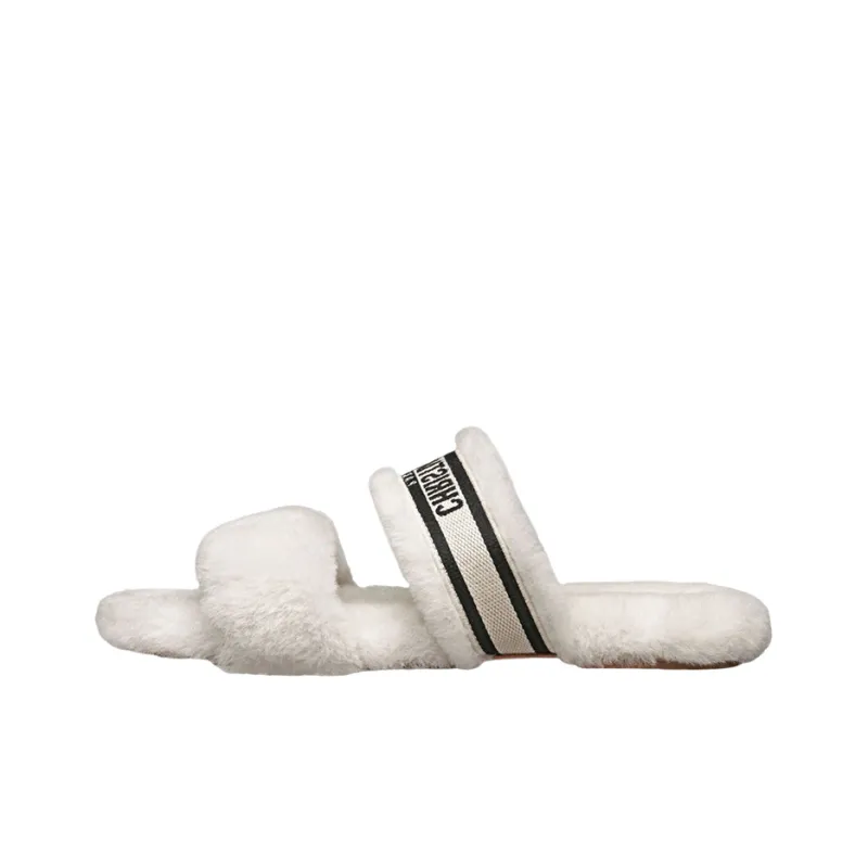 DIOR Chez Moi Slide Slippers Women's White-0