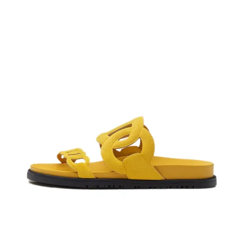 HERMES Extra Slide Slippers Women's Gravel Yellow